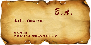 Bali Ambrus névjegykártya